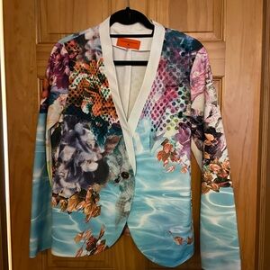 Clover Canyon Vibrant Floral Blazer with Blue and Purple Accents